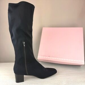 BANDOLINO Womens (7.5) NIB Black Zip Block Heel Tall Boots Vegan Classic City